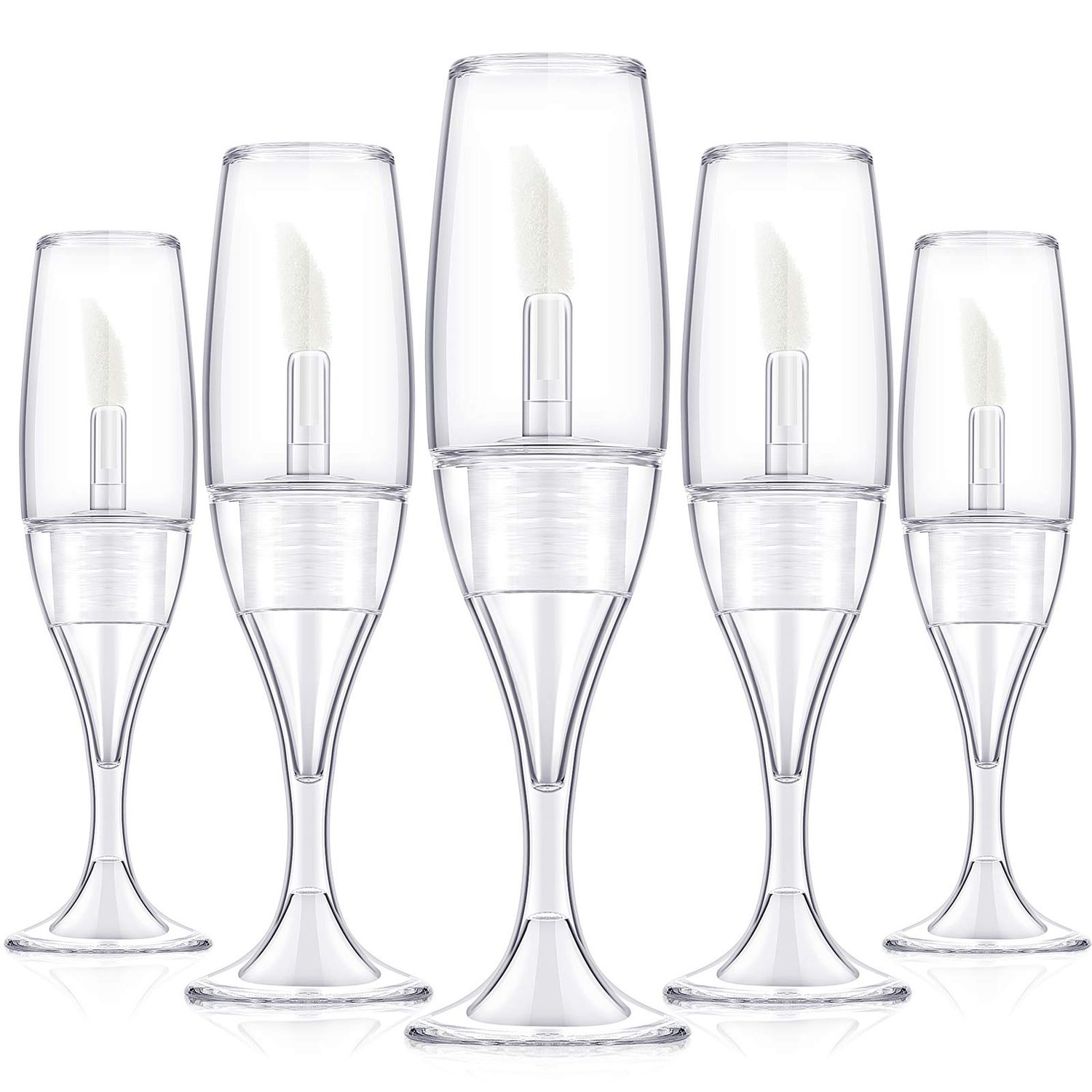 Maitys 20 Pcs 8 Ml 0.27 oz Lip Gloss Tubes Mini Wineglass Shaped Empty Lip Gloss Tube Lip Balm Containers Mini Refillable Bottles Lip Glaze Container with 2 Pieces Funnels for Women(Transparent)