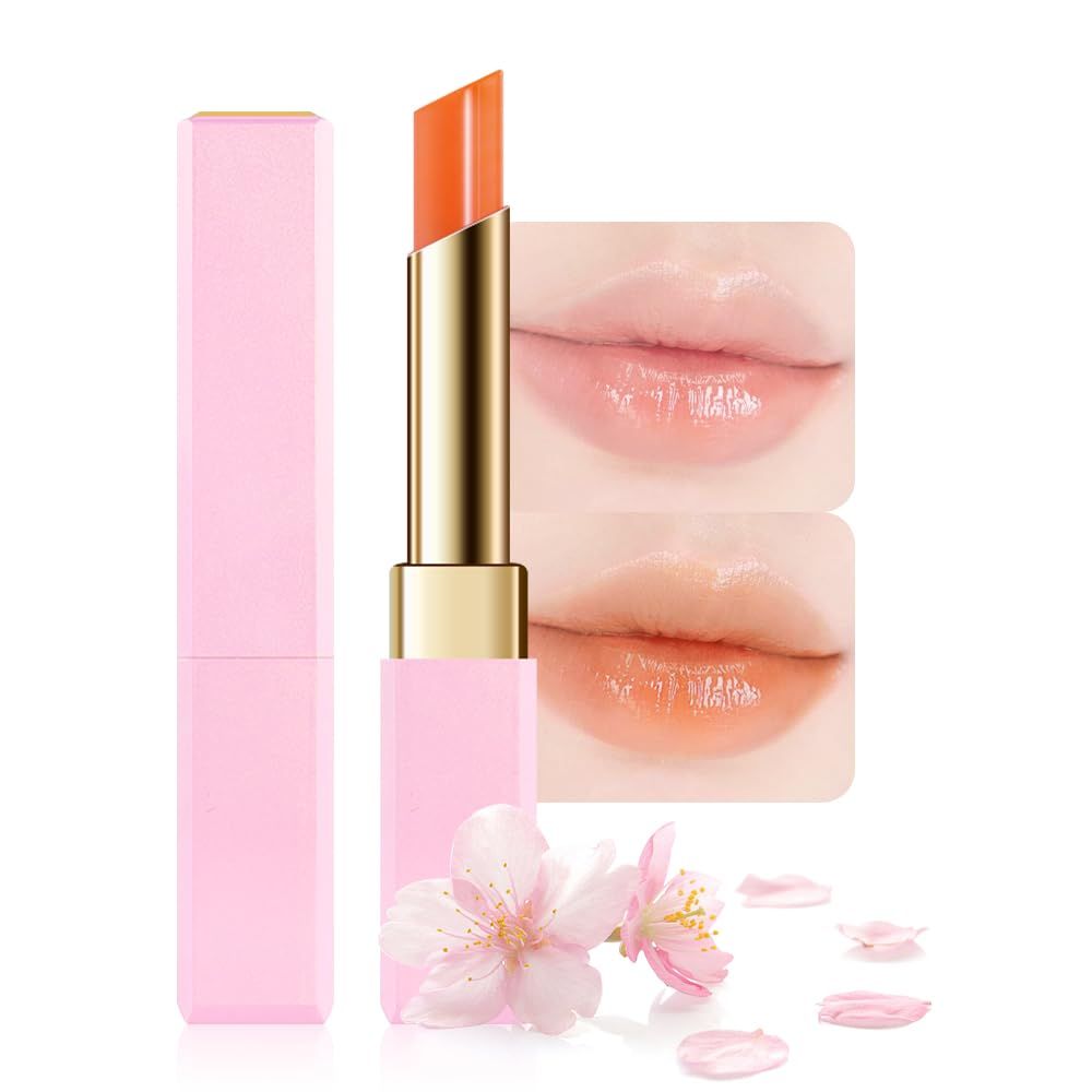 BINGBRUSH Color Changing Warm Pink Shine Lipstick, Moisturizer Long Lasting Lip Care Lip Balm Magic Lip Gloss Lightweight and Hydrating Formula (1Pc 02#Orange)