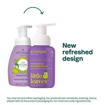 ATTITUDE Foaming Hand Soap for Kids, EWG Verified, Dermatologically Tested, Plant- and Mineral-Based Ingredients, Vegan, Vanilla &amp; Pear, 10 Fl Oz
