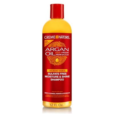 Creme of Nature Argan Oil Shampoo, Moisture &amp; Shine Shampoo, Sulfate Free Hair Care Formula, Nourishes, Hydrates, Detangles, 12 fl. oz.