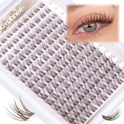 Brown Lash Clusters Clear Band Eyelash Extensions Dark Brown Lash Extensions C Curl Cluster Lashes Individuals Wispy 140 Pcs Natural Eyelash Clusters 10-16MM Individual Eyelashes for Everyday Wear