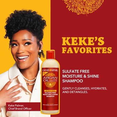 Creme of Nature Argan Oil Shampoo, Moisture &amp; Shine Shampoo, Sulfate Free Hair Care Formula, Nourishes, Hydrates, Detangles, 12 fl. oz.