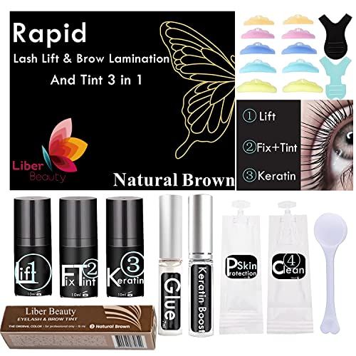Eyebrow Lamination Kit,Brown Color and Eyebrow Lift Eyelash perm Kit Lasting 8 Weeks With Color Set for Eyebrows Fuller Voluminous Professional &amp; DIY Home Use (Brown)