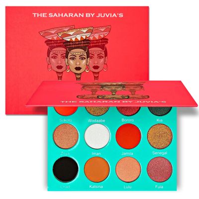 Juvia&#39;s Place Palette The Saharan - Reds, Black, White, Golds, Peach, Shades of 12, Bold Mattes and Flattering Shimmer, Professional Eye Makeup, Pigmented Palette for Eye Color &amp; Shine