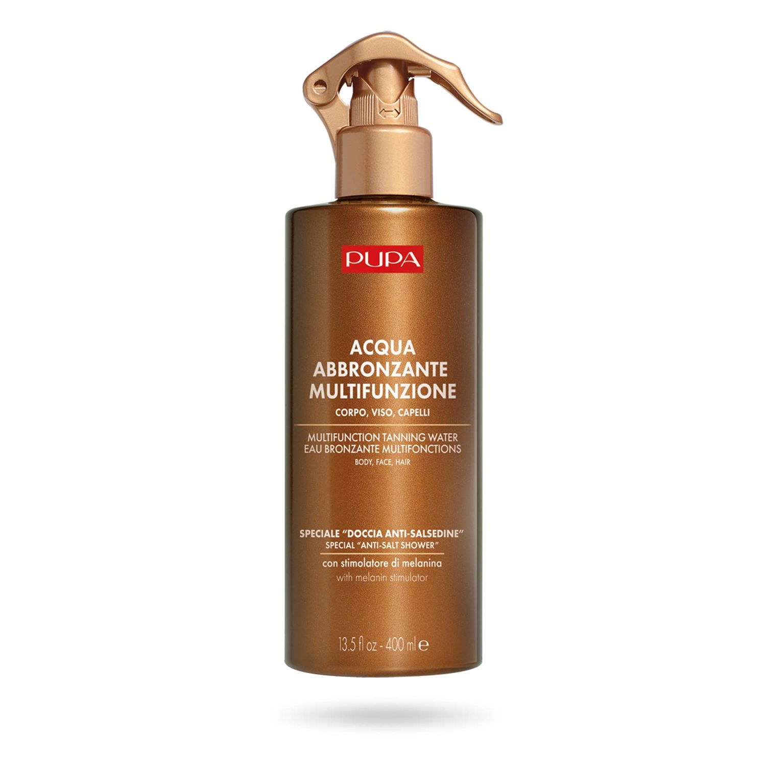 PUPA Milano Multifunction Tanning Water - Lightweight Mist Tanning Accelerator for the Perfect Summer Glow - Achieve a Tanned, Bronze Complexion - Infused With Castor Oil for Skin Hydration - 13.5 oz