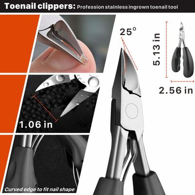 Konovo Ingrown Toenail Tool Kit 9 Pcs, Toe Nail Clippers for Adult and Seniors, Large Toenail Clipper for Ingrown Toenail TreatmentThick Nails