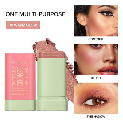 Aaiffey Cream Contour Stick,Bronzer Contouring Stick Facial Cream Highlight Contour Shaping Face Bronzer Makeup Blendable,Long Lasting,01-Warm Glow