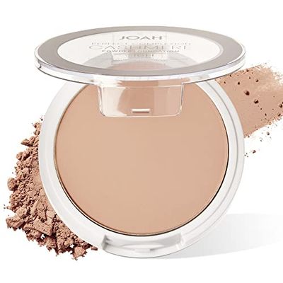 JOAH Perfect Complexion Cashmere Powder Foundation, Medium Face Coverage, Matte Finish, Korean Makeup, Compact Design For Oily &amp; All Skin Types, 16 Hour Wear, Fair with Neutral Undertones