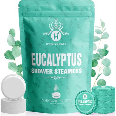 Shower Steamers Aromatherapy Organic Eucalyptus &amp; Mint Essential Oil, 5-Pack Shower Bombs Valentines Day Gifts for Her Him Women or Men, Unique Birthday Gifts for Girlfriend Mom Wife Sister Daughter