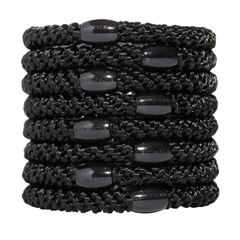 L. Erickson Grab &amp; Go Ponytail Holders, Black, Set of Eight - Exceptionally Secure with Gentle Hold