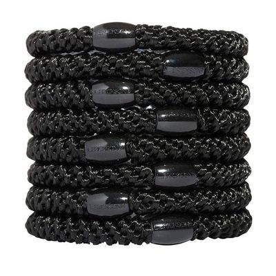L. Erickson Grab &amp; Go Ponytail Holders, Black, Set of Eight - Exceptionally Secure with Gentle Hold