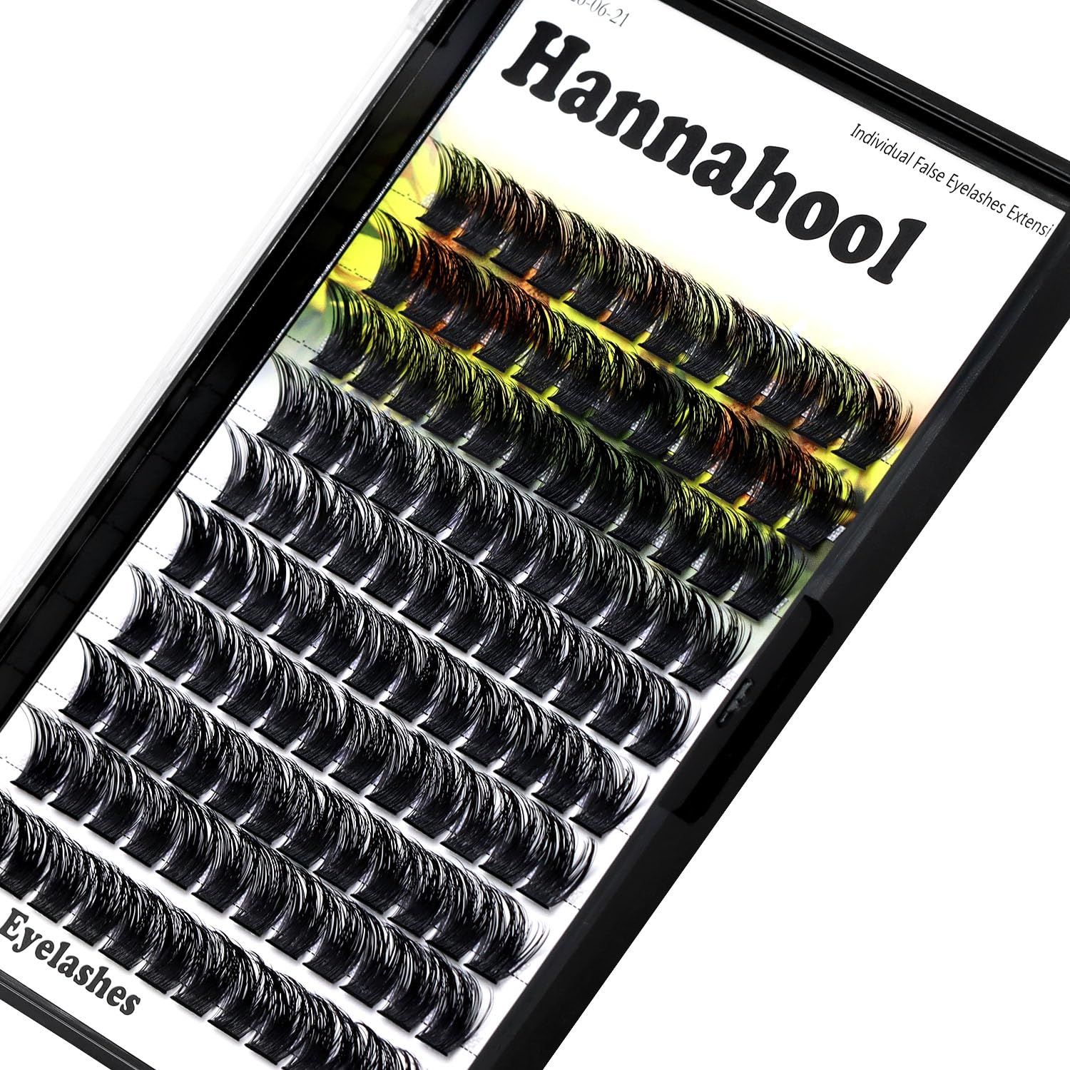 Hannahool Large Pack Wide Stem Cluster Eyelashes D Curl 10-20mm Available Handmade D Curl Wide Stem Individual False Eyelashes 5D Volume DIY Eye Lashes Extensions Beauty Tools (14mm)