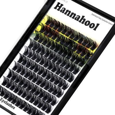 Hannahool Large Pack Wide Stem Cluster Eyelashes D Curl 10-20mm Available Handmade D Curl Wide Stem Individual False Eyelashes 5D Volume DIY Eye Lashes Extensions Beauty Tools (14mm)