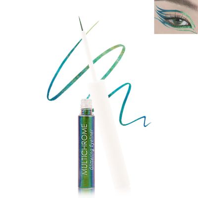 Multichrome Liquid Eyeliner, Metallic Glitter Colored Eye Liner, Waterproof Smudge-Proof Long Wear, Ultra-Fine Tip, High Pigmented Diamond Shimmer Eyeliner Eyeshadow Makeup for Women-B1# Green Indigo