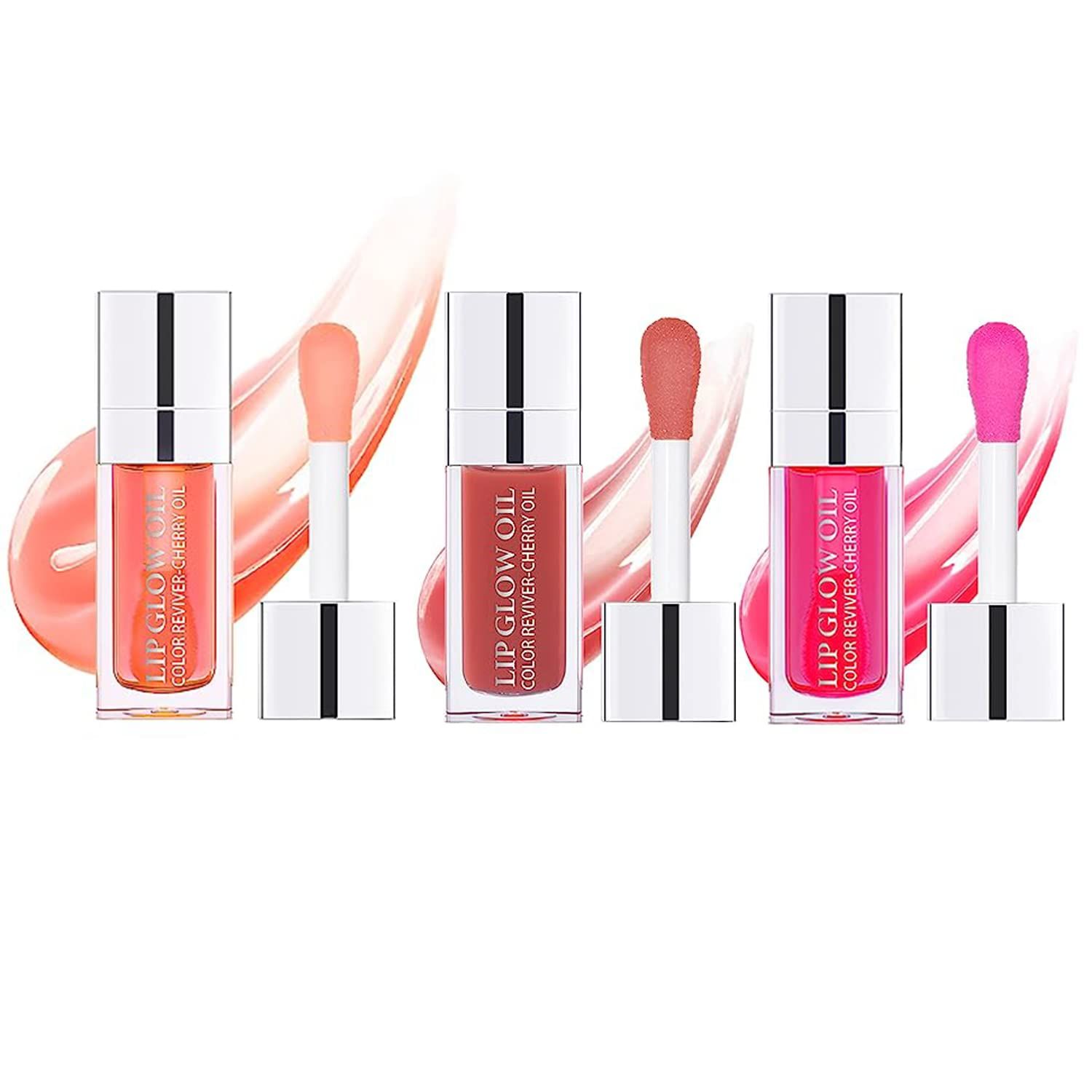 3 Pcs Plumping Lip Oil, Hydrating Lip Glow Oil, Plumping Lip Gloss, Tinted Lip Oil Balm, Long Lasting Transparent Moisturizing Lip Oil Gloss, Natural Lip Plumper Gloss Make Lips Fuller(011215)