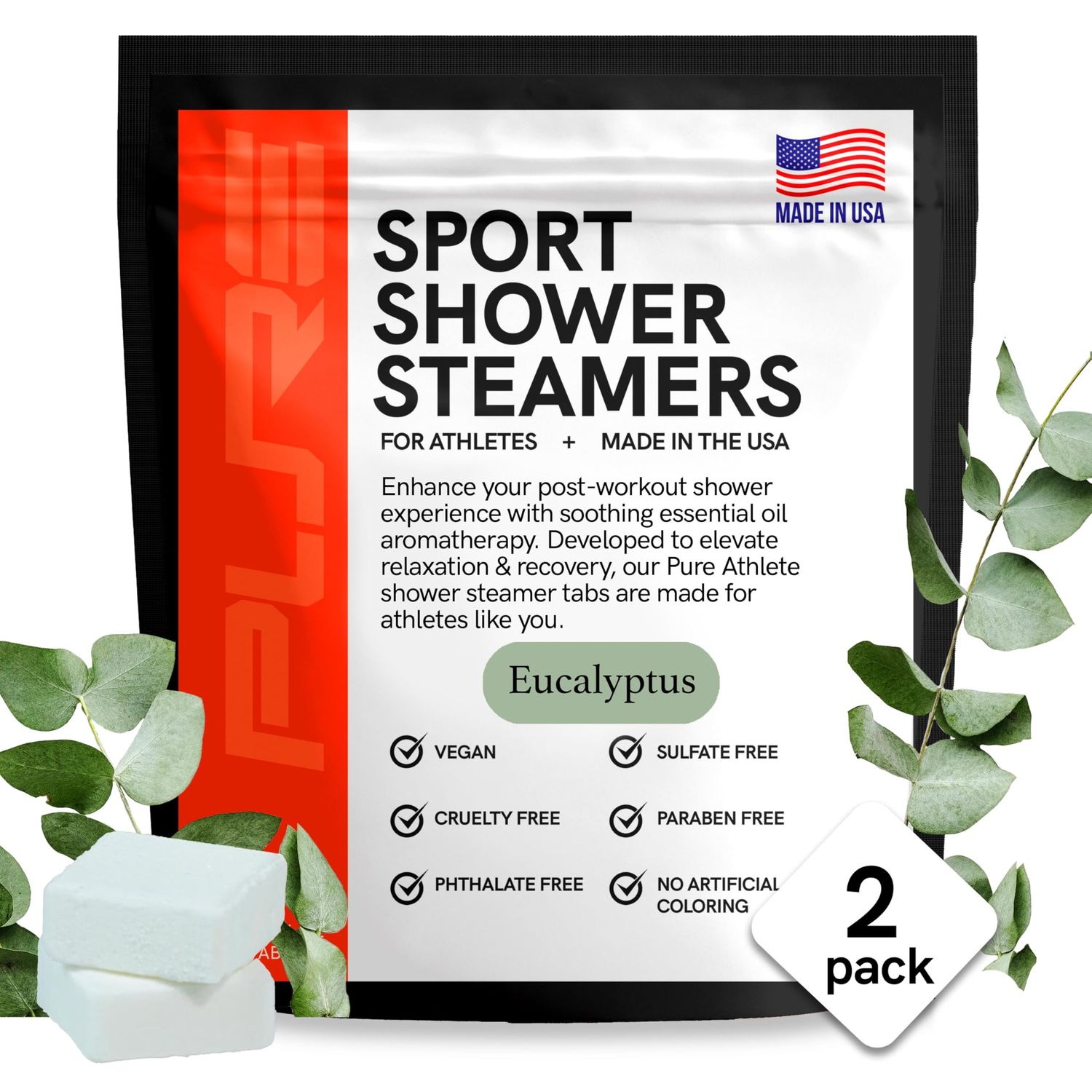 Sport Shower Steamers - Made in USA with Natural Eucalyptus Essential Oil, Stress and Sinus Relief, Muscle Recovery for Athletes, Best Birthday Gifts for Relaxation