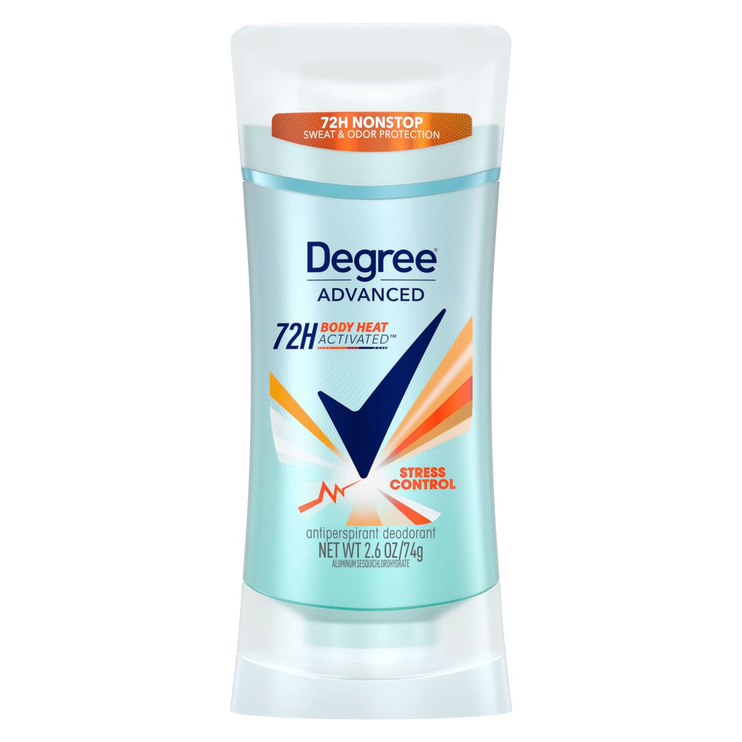 Degree Antiperspirant Deodorant Stress Control 72-Hour Sweat &amp; Odor Protection Antiperspirant for Women with Body Heat Activated Technology 2.6 oz