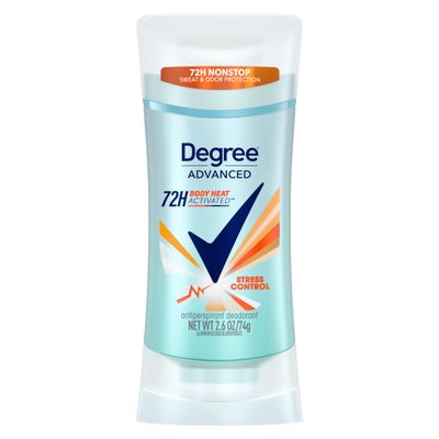 Degree Antiperspirant Deodorant Stress Control 72-Hour Sweat &amp; Odor Protection Antiperspirant for Women with Body Heat Activated Technology 2.6 oz