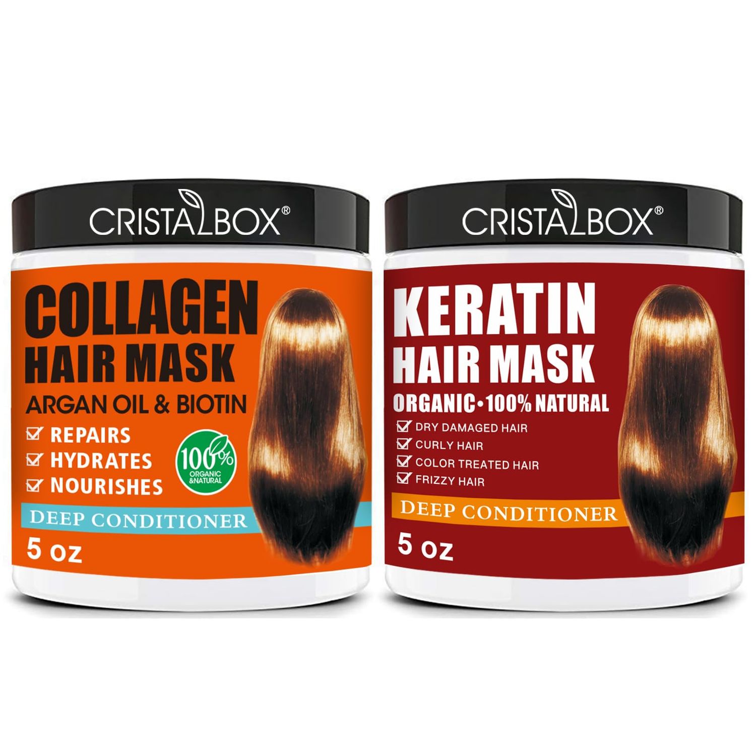 2 Pack Collagen Hair Mask &amp; Keratin Hair Mask,Keratin Hair Treatment,Hydrating Argan Oil Hair Repair Treatment Deep Conditioner Hair Mask for Dry Hair,Collagen with Biotin Hair Treatment Mask