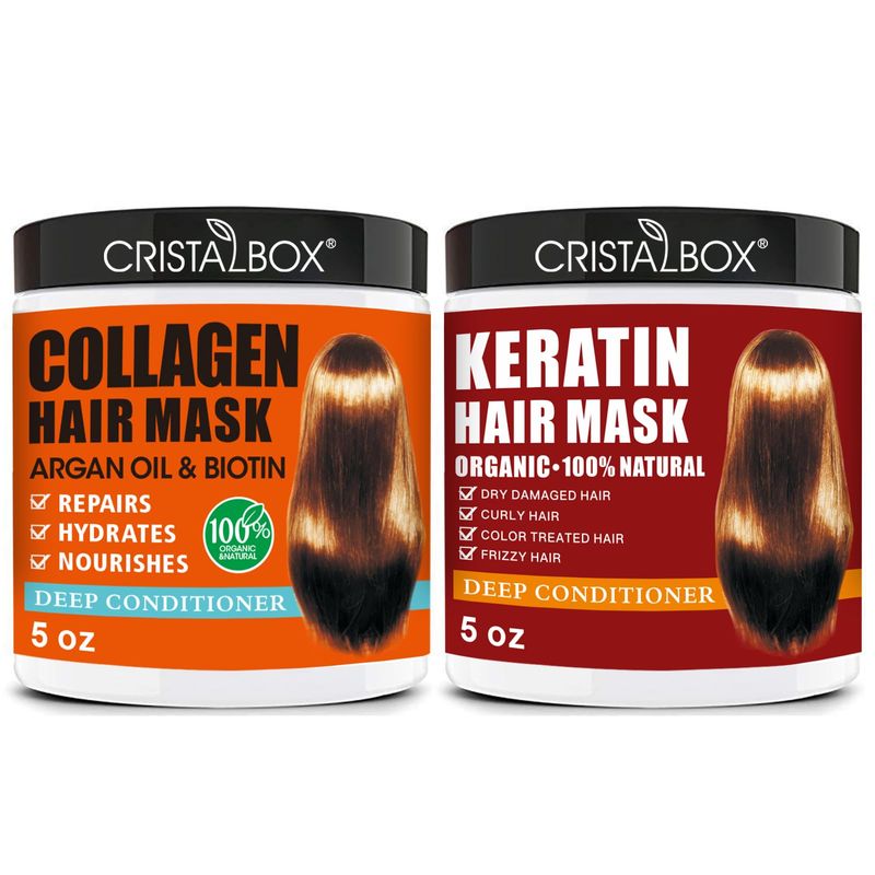2 Pack Collagen Hair Mask &amp; Keratin Hair Mask,Keratin Hair Treatment,Hydrating Argan Oil Hair Repair Treatment Deep Conditioner Hair Mask for Dry Hair,Collagen with Biotin Hair Treatment Mask