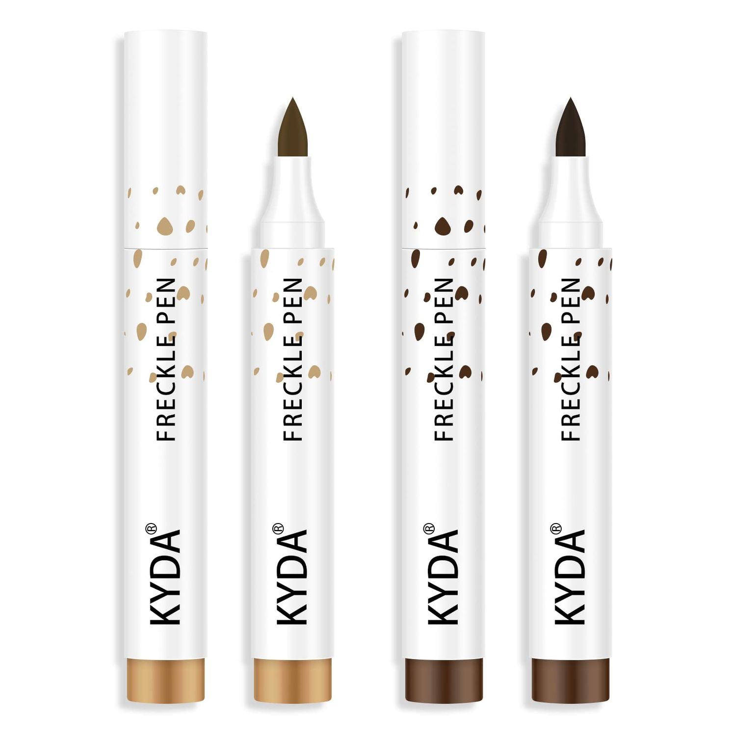 KYDA 2 Colors Freckle Pen,Natural Lifelike Freckle Makeup Pen Magic Freckle Color,Waterproof Longlasting Soft Dot Sopt Pen,for Natural Effortless Sunkissed Makeup-Dark Brown&amp;Light Brown