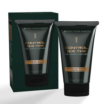 Just for Men Control GX  THK Thickening Shampoo and Conditioner with Grey Reduction, Shampoo for Thinning Hair with Alpha Keratin, Thickens Hair Up to 20%, Works with Every Hair Texture, 4 oz
