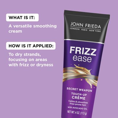 John Frieda Frizz Ease Secret Weapon Touch-Up Crme - Anti-Frizz Styling Cream for Smooth, Frizz-Prone Hair, 4 Oz