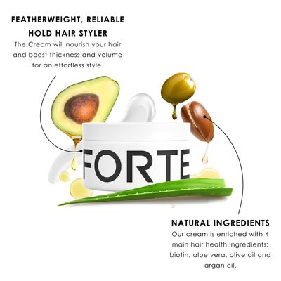 Forte Series Hair Styling Cream, 3 oz, Medium Hold, Light Cream, Volumizing &amp; Thickening Cream for Men, Water Soluble Hair Texturizer for Easy Washout