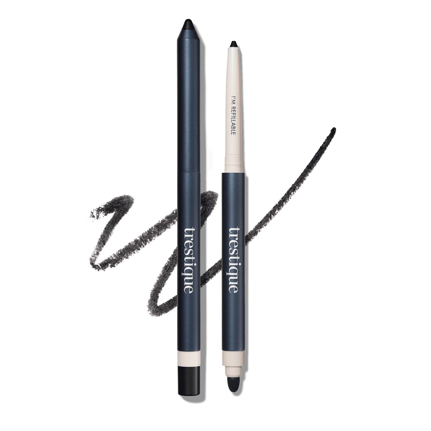 TRE&#39;STIQUE Eyeliner, Refillable Long Lasting Eyeliner Pencil With Built-In Smudger And Sharpener, Clean Beauty Eye Pencil, Sustainable