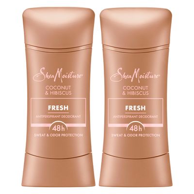 SheaMoisture Antiperspirant Deodorant Stick Fresh Coconut &amp; Hibiscus 2 Count for 48HR Sweat &amp; Odor Protection with No Parabens &amp; No Mineral Oil 2.6 oz