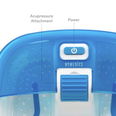 Homedics Bubble Bliss Deluxe Foot Spa with Heat Massaging Arch, 3 Acupressure Attachments, Splash Guard, Raised Nodes Creates Bubbles, Improves Circulation, Soothe Tired Muscles, Built-in Storage