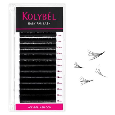 KOLYBEL Eyelash Extensions Easy Fan Lashes 0.05 Thickness D Curl 8-15mm Mix Tray Auto Blooming Lash Extension Volume Lashes Lasting Self Fanning Lashes(0.05-D,8-15mm)