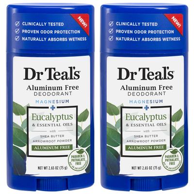 Dr. Teals Eucalyptus Deodorant Gift Set (2 Pack, 2.65oz Ea.) - Eucalyptus Essential Oils with Shea Butter &amp; Arrowroot Powder - Aluminum, Paraben, &amp; Phthalate Free - Dermatologist Tested