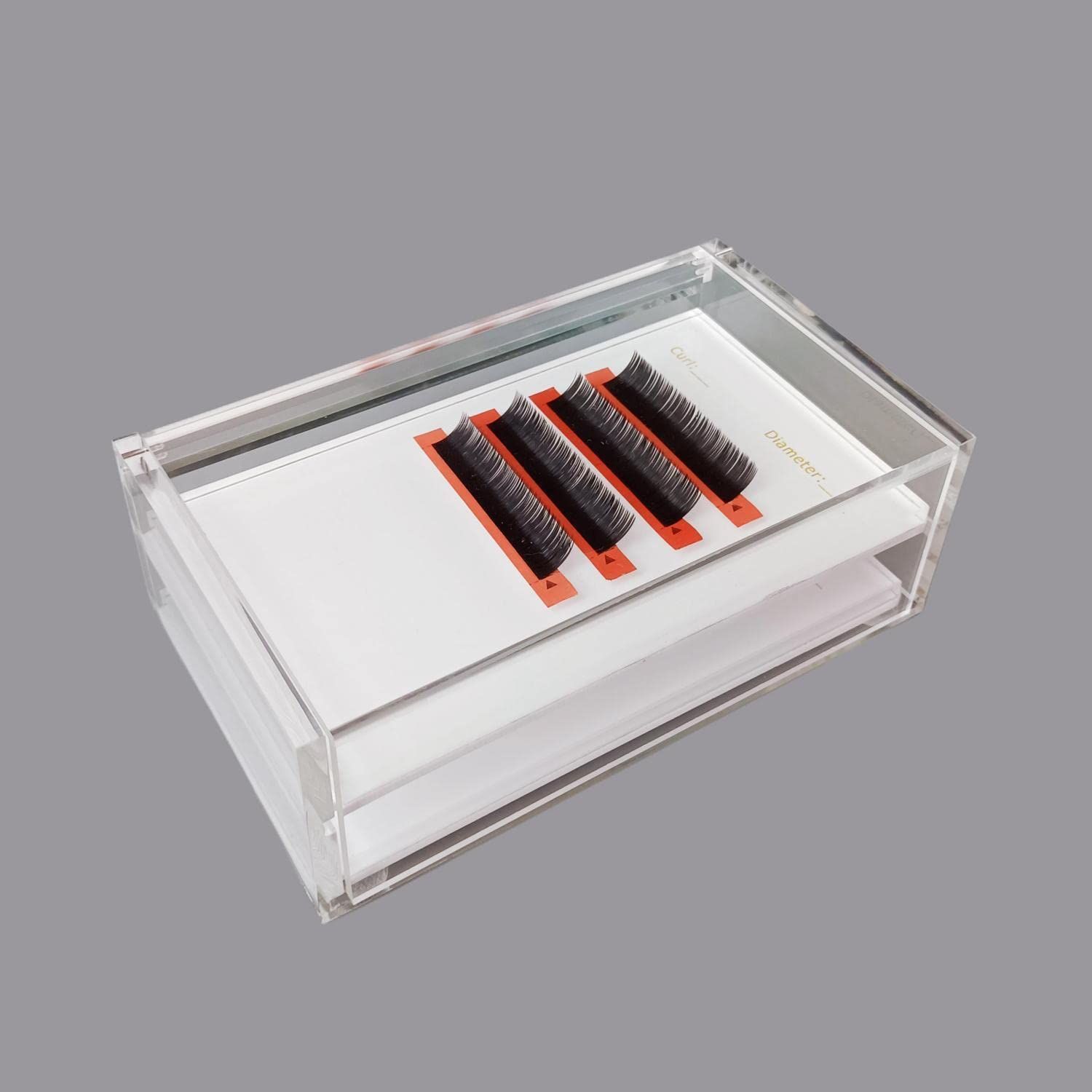 Two Layers Eyelash Grafting Pallet with Cover, Dust-proof Acrylic Lash Tile holder, Eyelash Extensions Storage Gasket Pads 2 Tiers for Beginners Beauty Artist Salon (White)