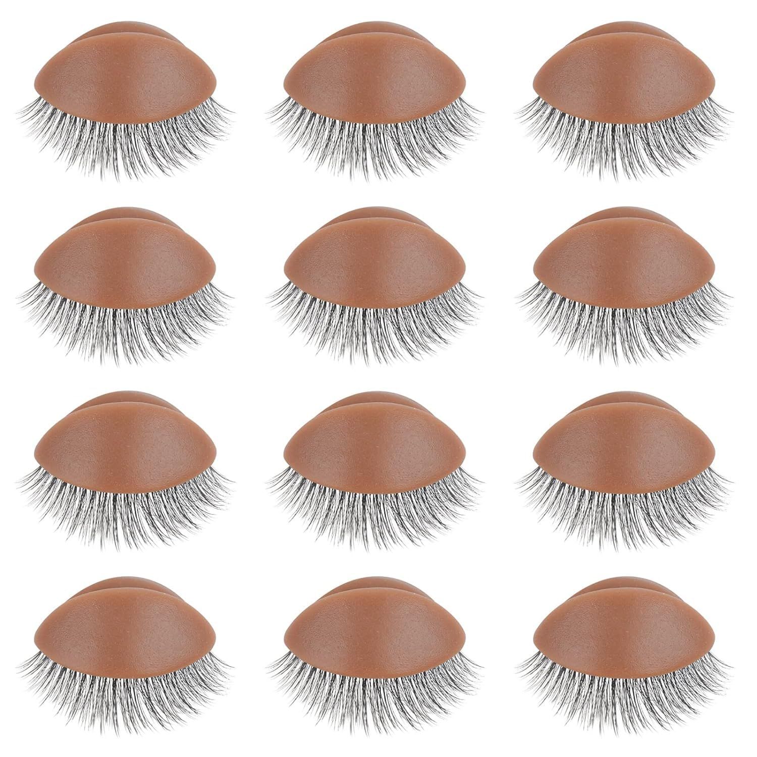 WBCBEC 6 Pairs Replacement Eyelids for Mannequin Head Removable Realistic Eyelids with Eyelashes Mannequin Head Eyelids for Eyelash Training Practice Makeup Eyelash Extensions