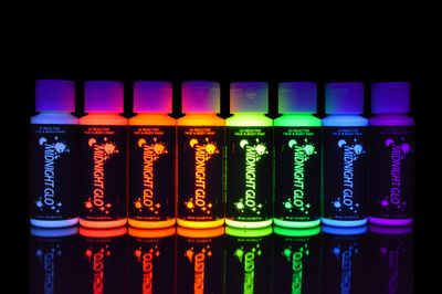 Midnight Glo UV Neon Face &amp; Body Paint Glow - Blacklight Reactive Fluorescent Paint - Safe, Washable, Non-Toxic, Great For Raves, Parties, Festivals, Halloween (2 oz Bottles(8))