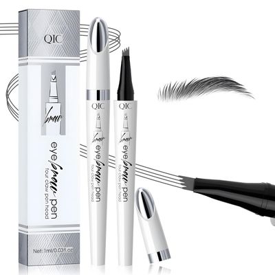 Magic Eyebrow Pencil, 2024 New 3D Microblading Waterproof Eyebrow Pencil, Natural Makeup Fine Stroke Magic Eyebrow Pencil with 4 Micro-Fork Tip for Women (Gray)