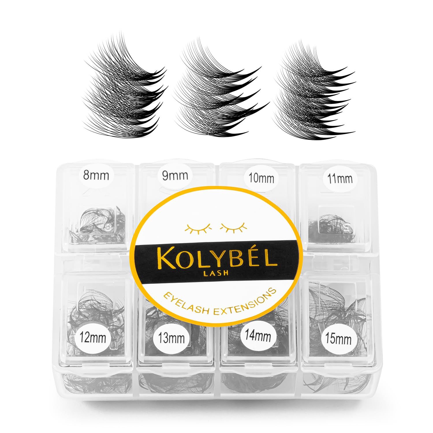 Premade Fans Eyelash Extensions 600 Fans 10D Handmade Volume Lashes Extensions 0.07mm Thickness 8-15mm D Curl Premade Volume Eyelash Extension Middle Stem Promade Lashes(600Fans-10D-0.07D,8-15mm)