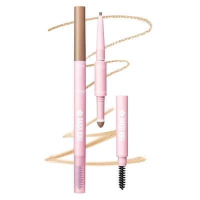 Daisy Doll by Mary Quant Japanese 3-in-1 Eyebrow Liner Kit (Pencil, Powder &amp; Brush) for Long-wearing Brow Powder and Bursh for Smuge-free Eye Makeup, BR-01 Camel Brown, 0.02 fl oz
