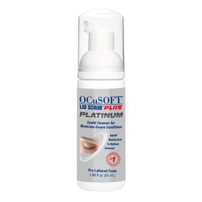 OCuSOFT Lid Scrub PLUS Platinum Extra Strength Foaming Eyelid Cleanser - Leave-On Eyelid &amp; Eyelash Cleanser with Phytosphingosine to Remove Oil, Dirt &amp; Makeup -1.68 fl oz