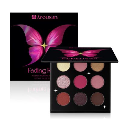 Arousar Eyeshadow Palette, Matte Shimmer Glitter Pink Eye Makeup Palette, Highly Bold Pigmented Pressed Powder Palette, Natural Velvet texture Fading Rose