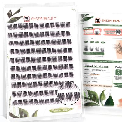 Ehszm Beauty Upgraded,10mm Lash Clusters Wispy D Curl Only,Eyelash Clusters Natural,Ultra-Soft Individual Lashes,Empowered by New Softening Factor.No Plastic Feel,New Comfort - Natural Style