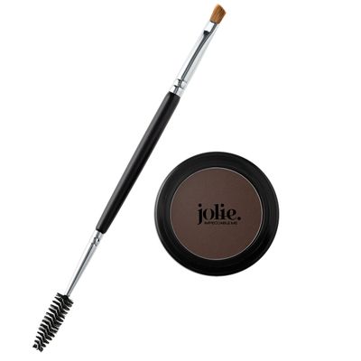 Jolie 2 Piece Eyebrow Essentials Kit With Brow Powder &amp; Brush (Black-Brown)