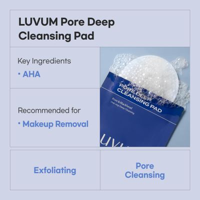 LUVUM Pore Deep Cleansing Pad, Travel Kit Cleanser, Individual Packaged, 10-Pack