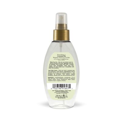 OGX Nourishing Coconut Oil Weightless Hydrating Oil Hair Mist, Lightweight Leave-In Hair Treatment with Coconut Oil & Bamboo Extract, Paraben & Sulfate Surfactant-Free, 4 fl oz