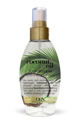 OGX Nourishing  Coconut Oil Weightless Hydrating Oil Hair Mist, Lightweight Leave-In Hair Treatment with Coconut Oil &amp; Bamboo Extract, Paraben &amp; Sulfate Surfactant-Free, 4 fl oz