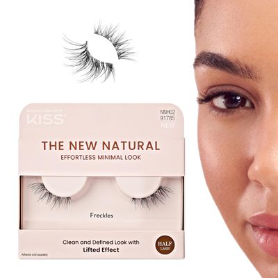 KISS The New Natural, False Eyelashes, &#39;Freckles&#39;, 12 mm, Includes 1 pair of lash, Contact Lens Friendly, Easy to Apply, Reusable Strip Lashes
