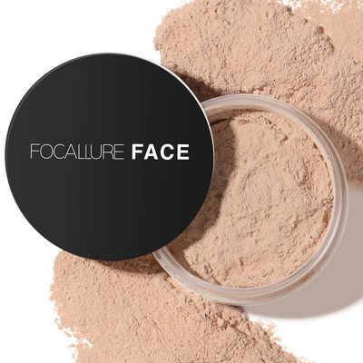 FOCALLURE Oil Control Loose Face Powder, Translucent Loose Setting Powder, Shine-Free Matte Finishing Powder, Long-lasting &amp; Lightweight Sets Foundation Makeup, Includes Velour Powder Puff, Natural