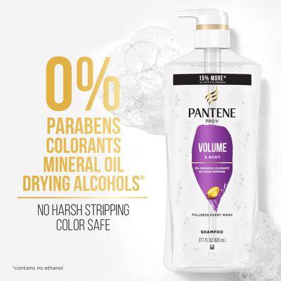 Pantene Shampoo Twin Pack with Hair Treatment, Volumizing Shampoo for Volume & Body, Safe for Color-Treated Fine Hair, 27.7 Fl Oz Each, 2-Pack Miracle Rescue Shot (0.5 Oz)