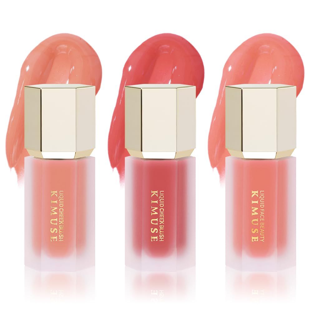 KIMUSE Liquid Blush, Soft Cream Blush Face Blush, Liquid Blush for Cheeks, Long-Wearing Pigmented Blush, Waterproof, Smudge Proof, Dewy Finish